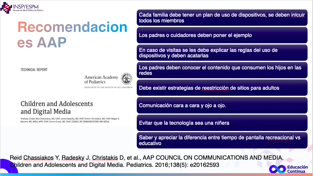 Recomendaciones AAP sobre uso de pantallas en niñas, niños y adolescentes